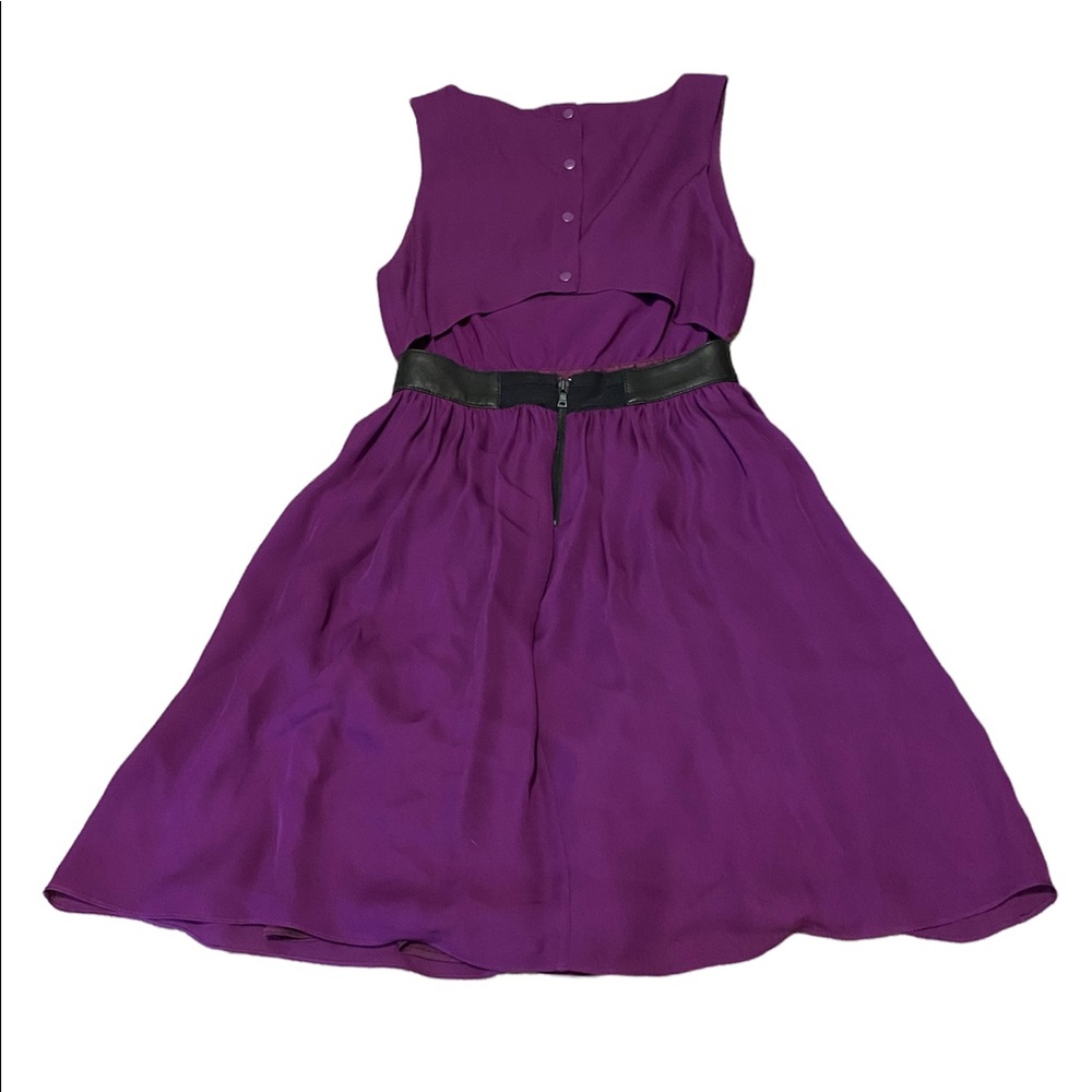 Alice + Olivia purple silk and leather party dress with cutout at back - Picture 6 of 13